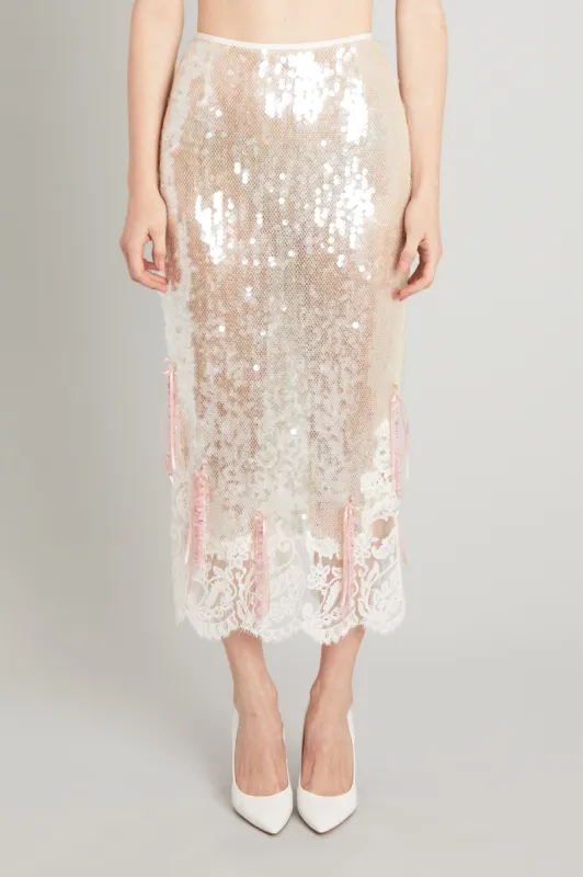 Mid-calf Wasp Skirt with Paillettes and Lace sold by Wiederhoeft