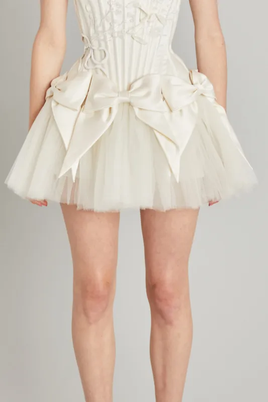 Bow Mini Skirt in Satin sold by Wiederhoeft