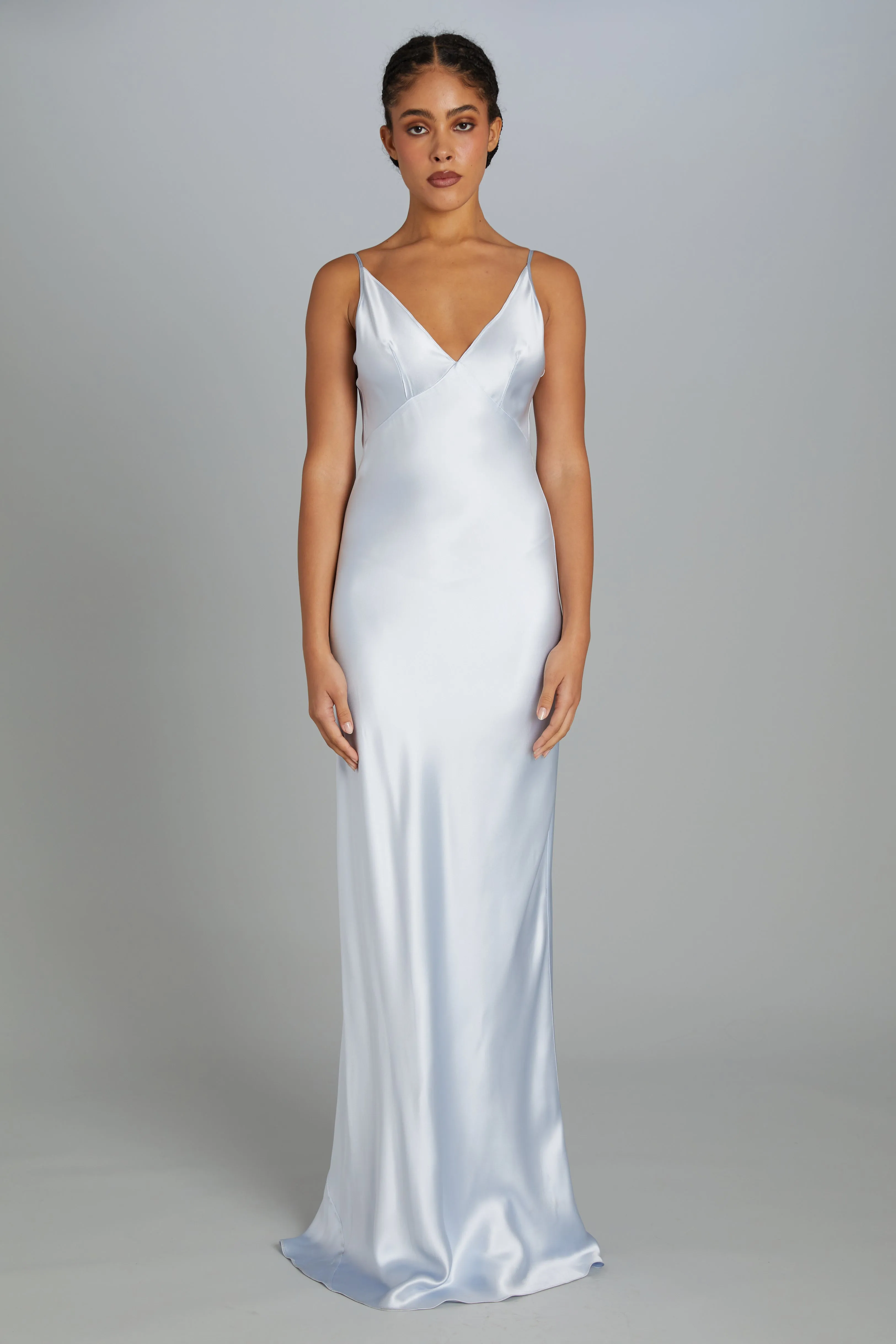 Floor-Length Bias-Cut Dress in Crepe Back Satin sold by Wiederhoeft product image thumbnail 2