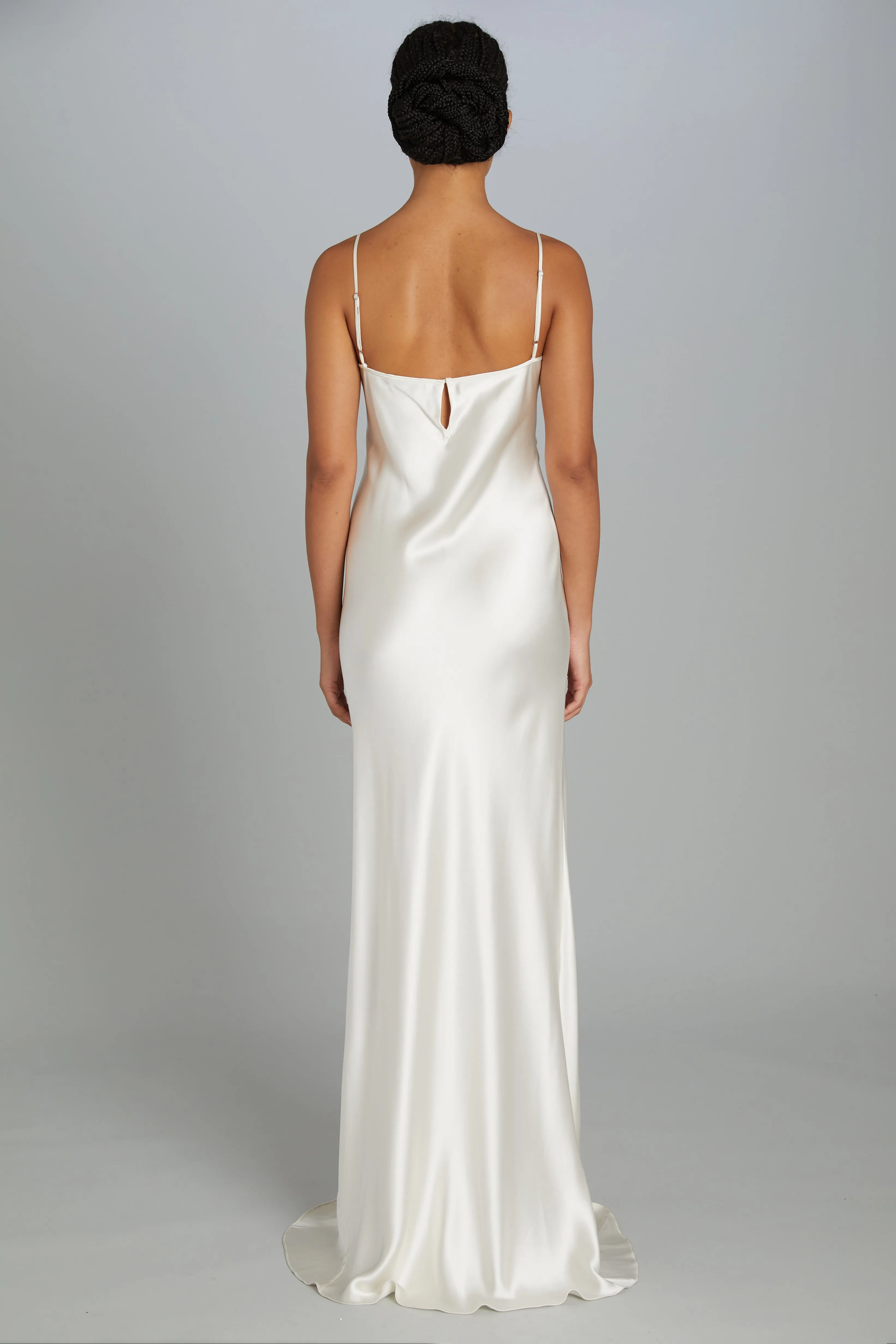 Floor-Length Bias-Cut Dress in Crepe Back Satin sold by Wiederhoeft product image thumbnail 5