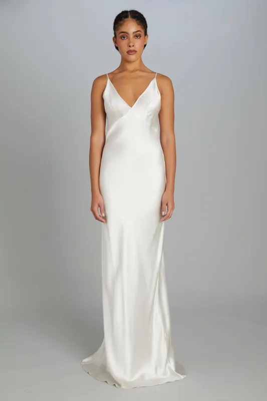 Floor-Length Bias-Cut Dress in Crepe Back Satin made by Wiederhoeft