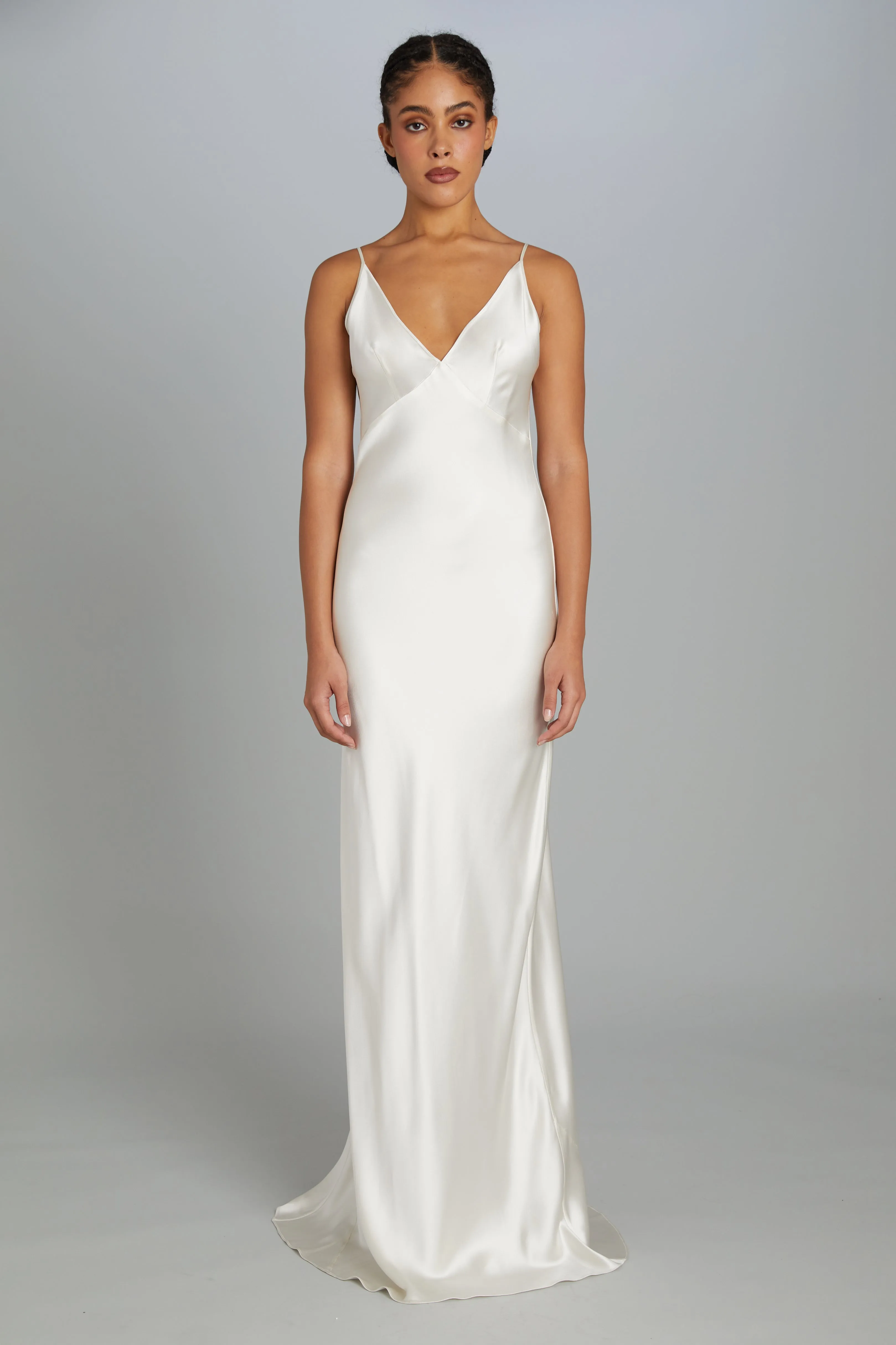Floor-Length Bias-Cut Dress in Crepe Back Satin sold by Wiederhoeft