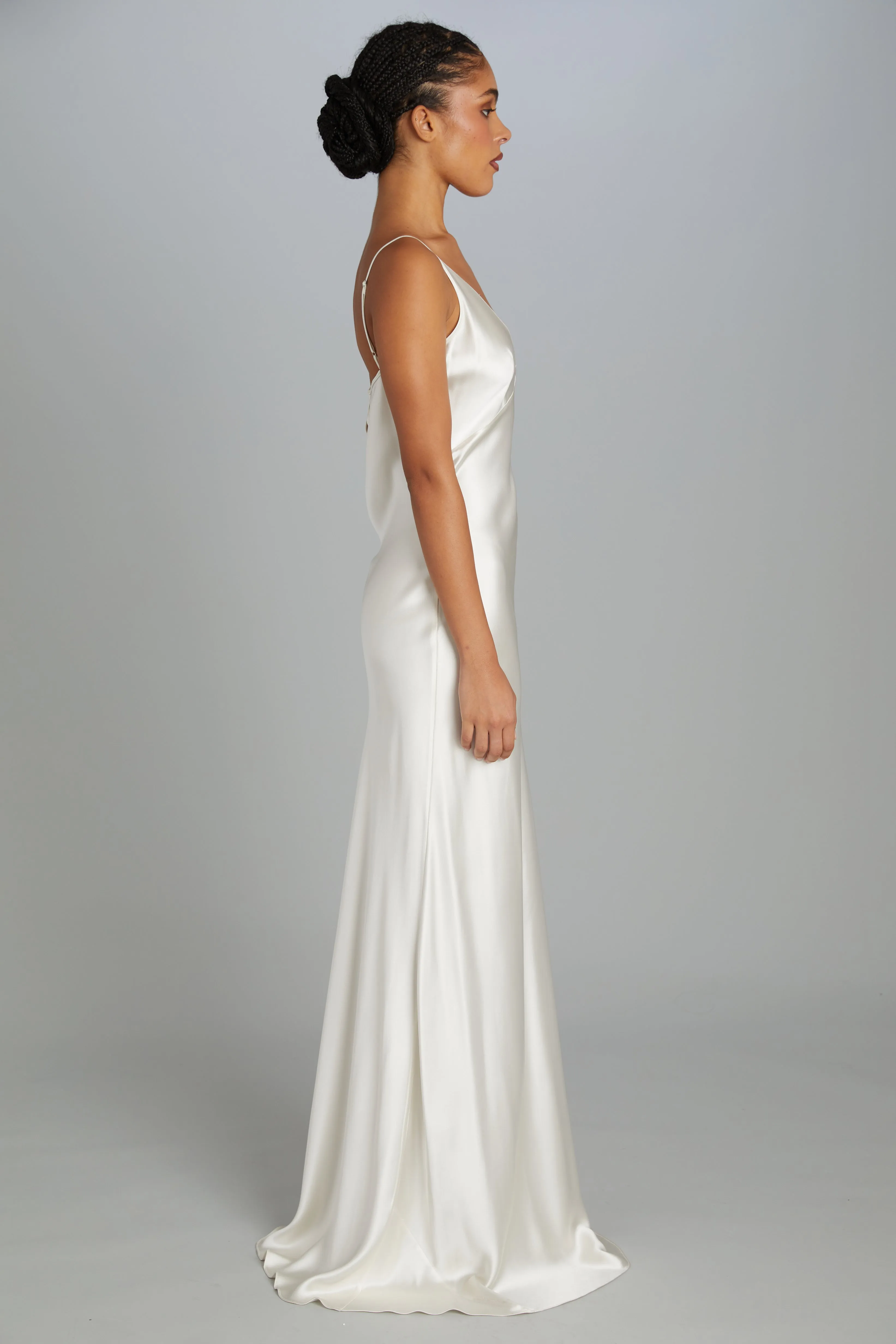 Floor-Length Bias-Cut Dress in Crepe Back Satin sold by Wiederhoeft product image thumbnail 4