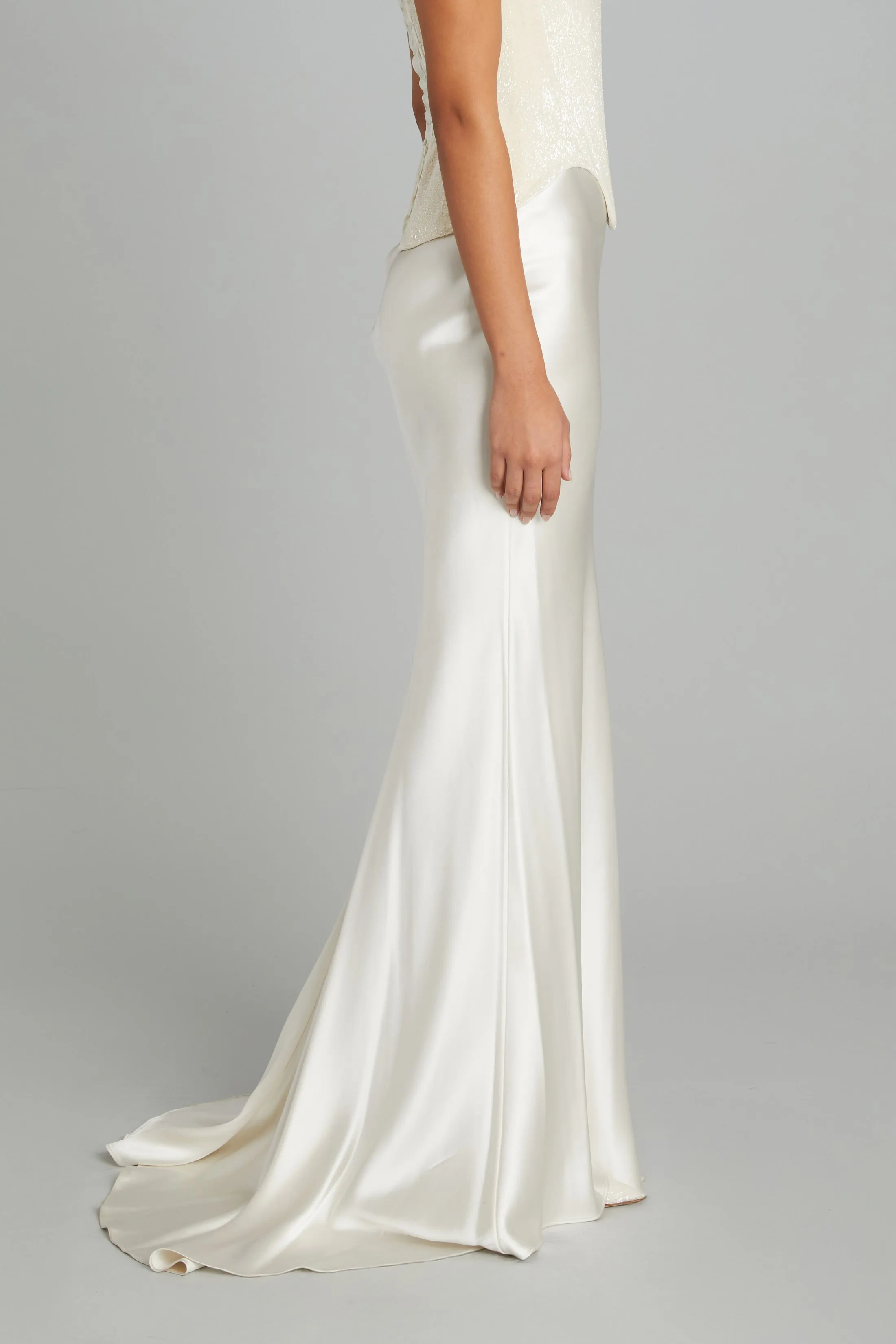 Gallery Skirt in Off-White Crepe Back Satin sold by Wiederhoeft product image thumbnail 3