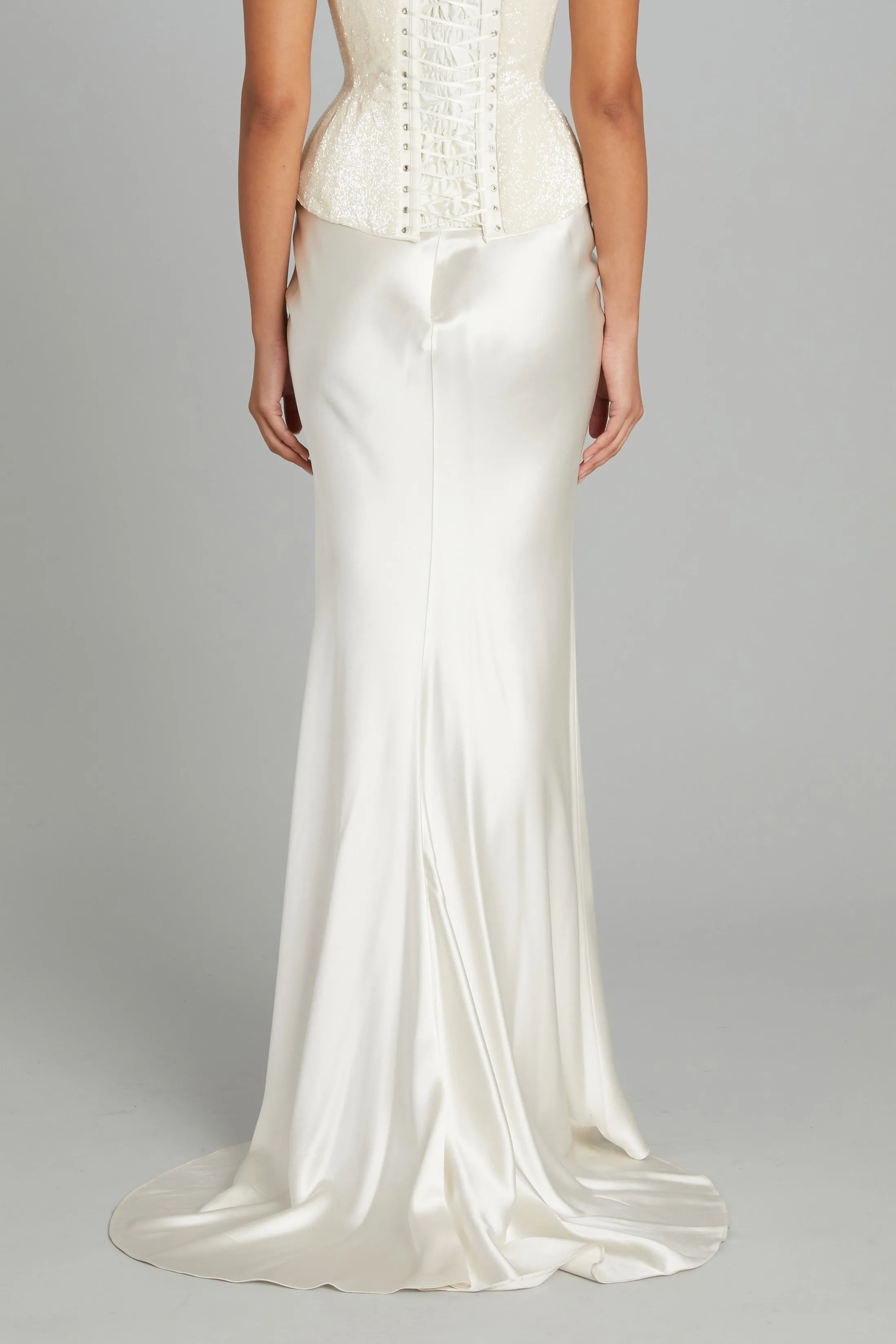 Gallery Skirt in Off-White Crepe Back Satin sold by Wiederhoeft product image thumbnail 4