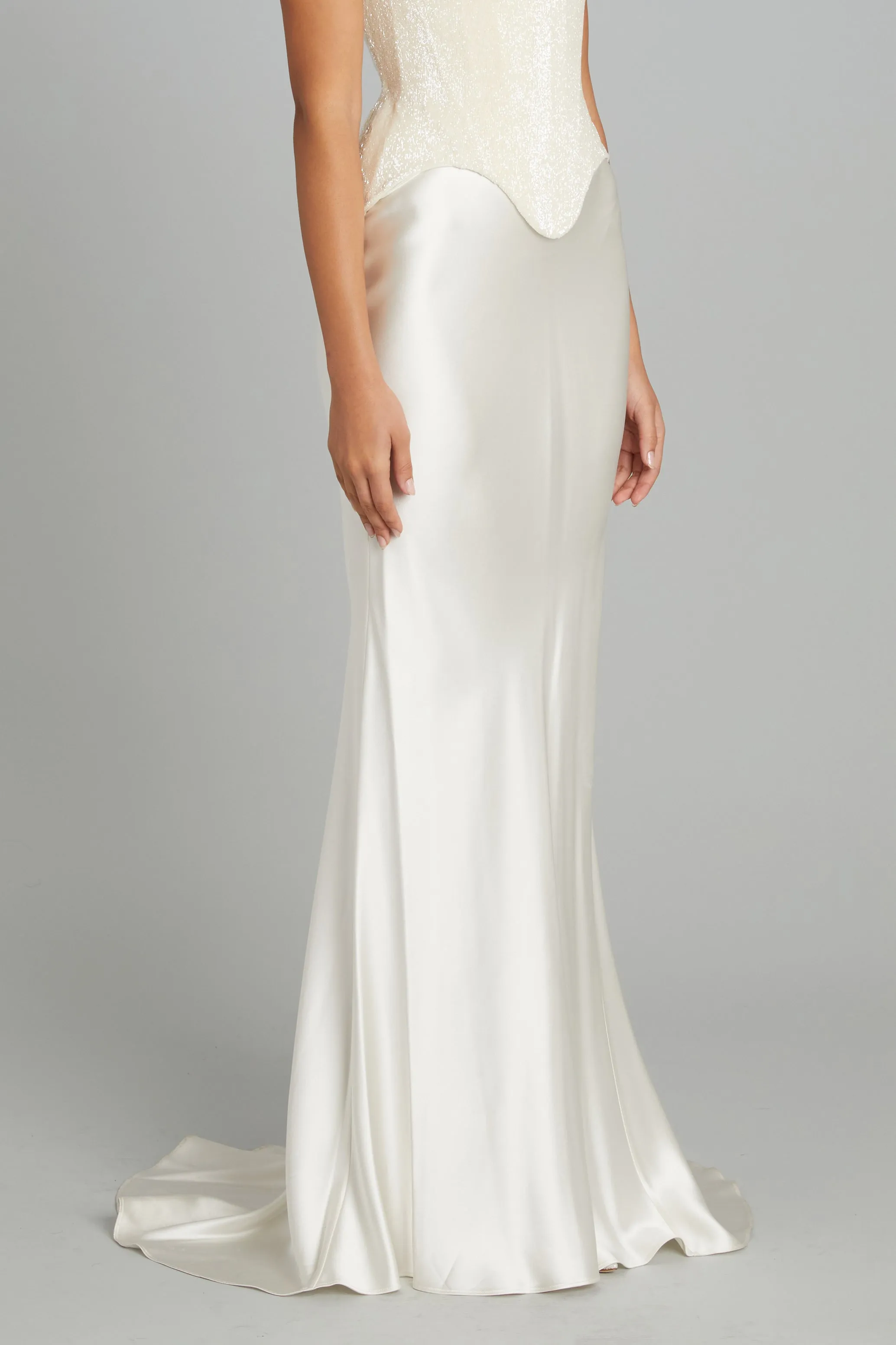 Gallery Skirt in Off-White Crepe Back Satin sold by Wiederhoeft product image thumbnail 2