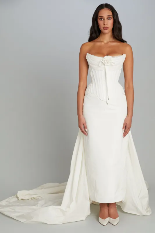 Ophelia Skirt in White Taffeta sold by Wiederhoeft