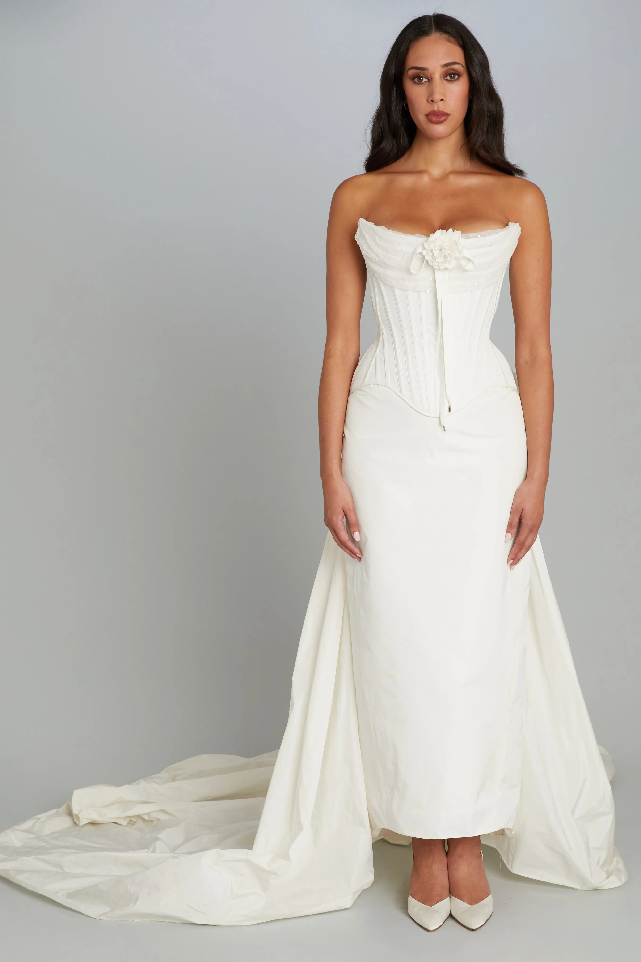 Ophelia Skirt in White Taffeta sold by Wiederhoeft