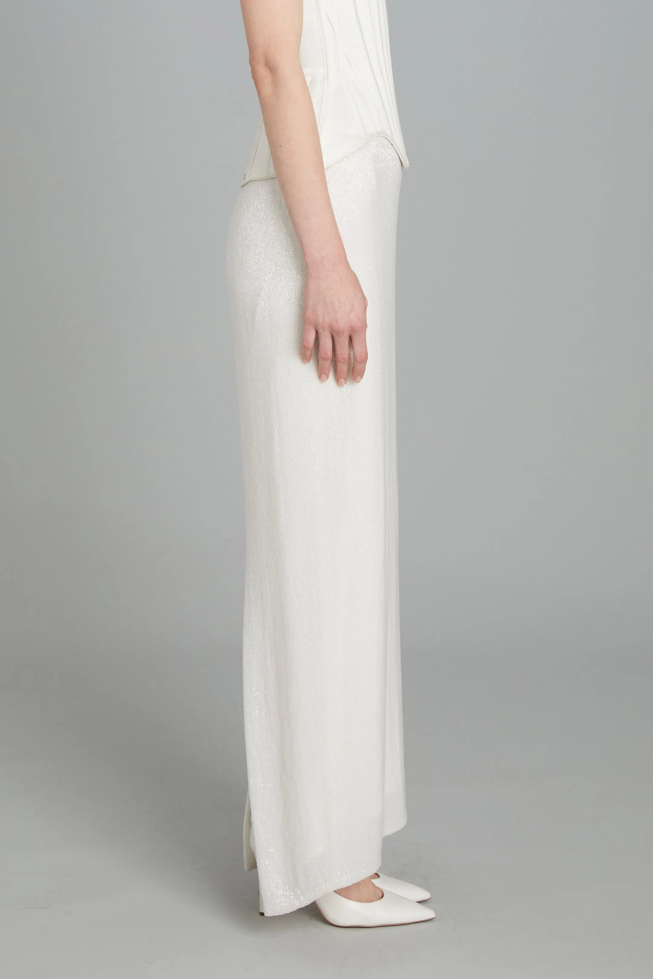 Ankle-Length Wasp Skirt in White Glass Beads sold by Wiederhoeft product image thumbnail 3