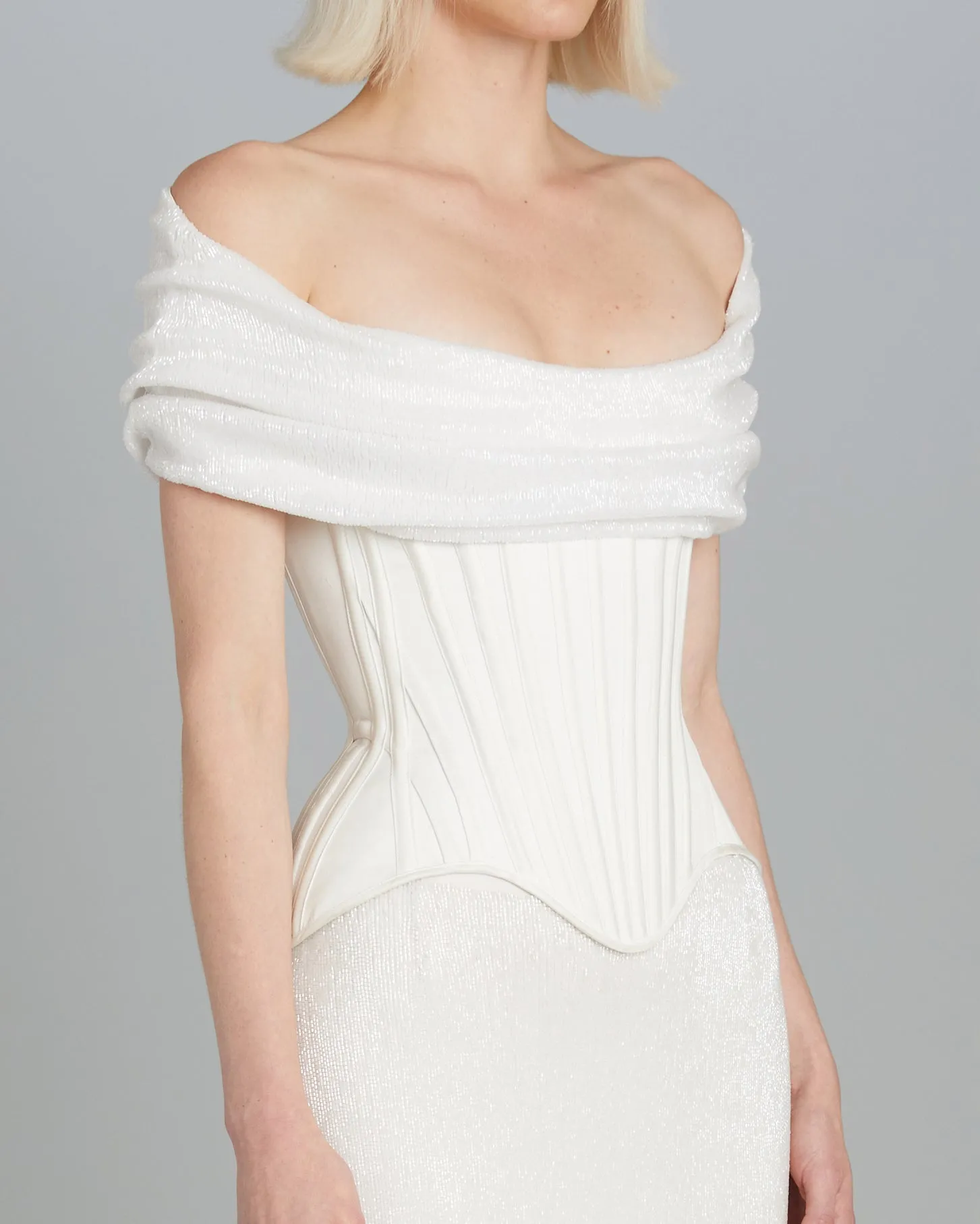 Wasp corset in Matte Satin with Beaded Drape sold by Wiederhoeft product image thumbnail 2