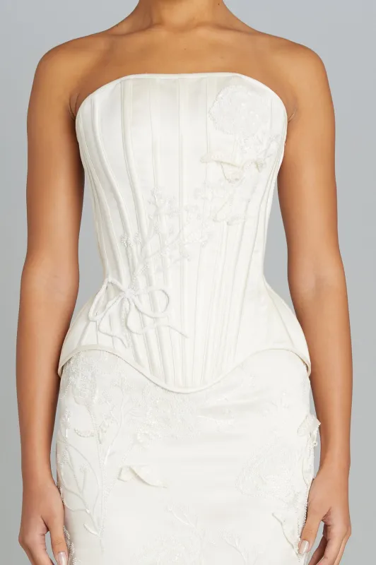 Julie Corset with Carnation Embroidery sold by Wiederhoeft