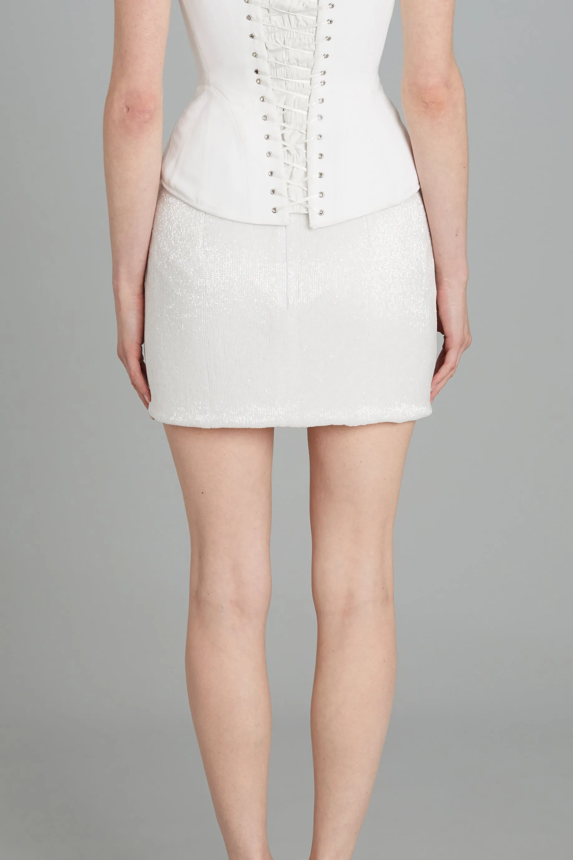 Mini Skirt in White Beads sold by Wiederhoeft product image thumbnail 4