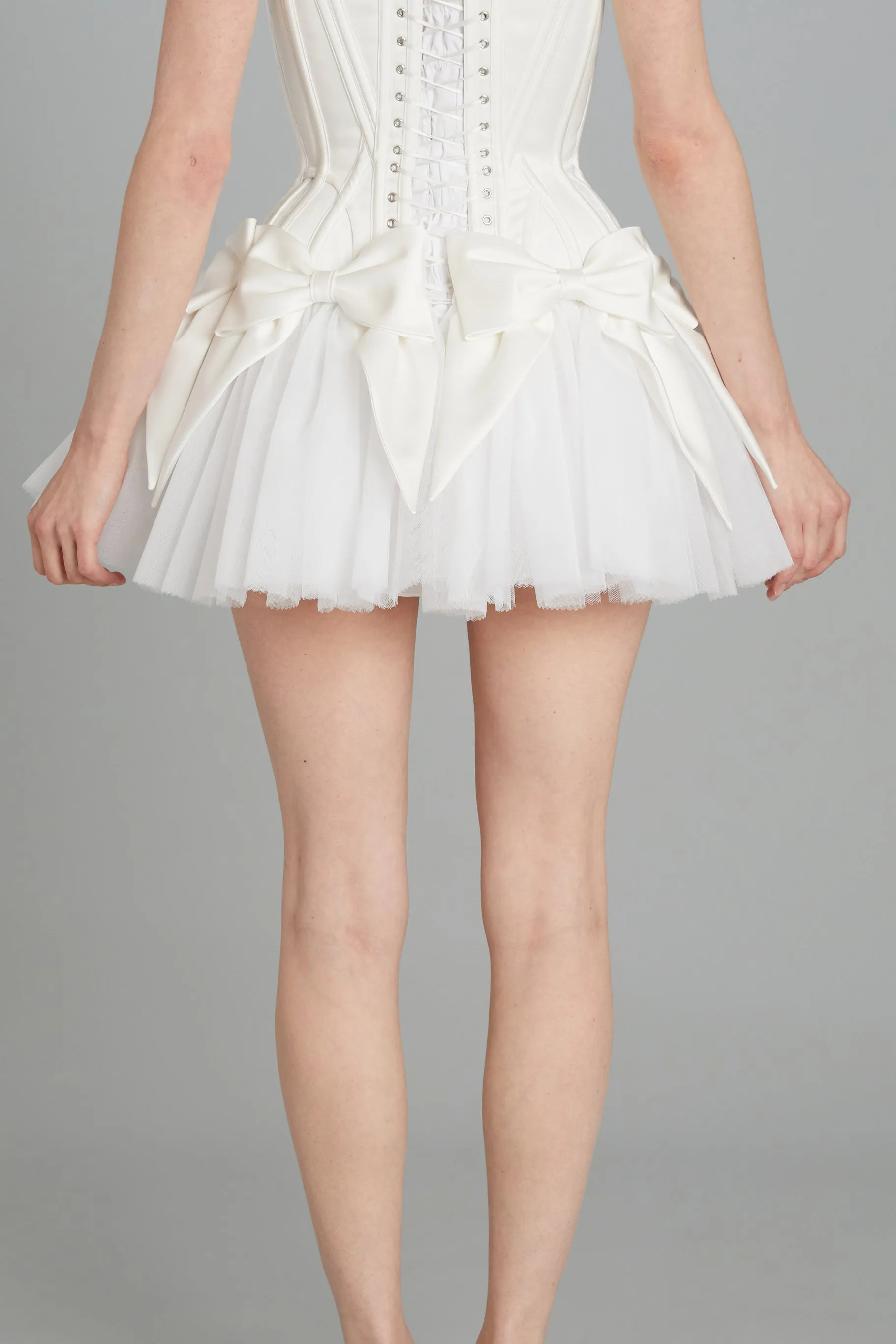 Bow Mini Skirt in Matte Satin sold by Wiederhoeft product image thumbnail 4