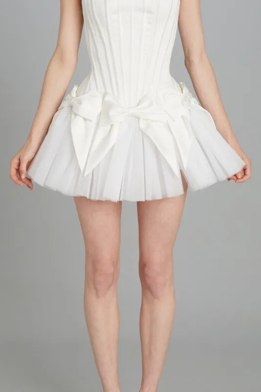 Bow Mini Skirt in Matte Satin made by Wiederhoeft