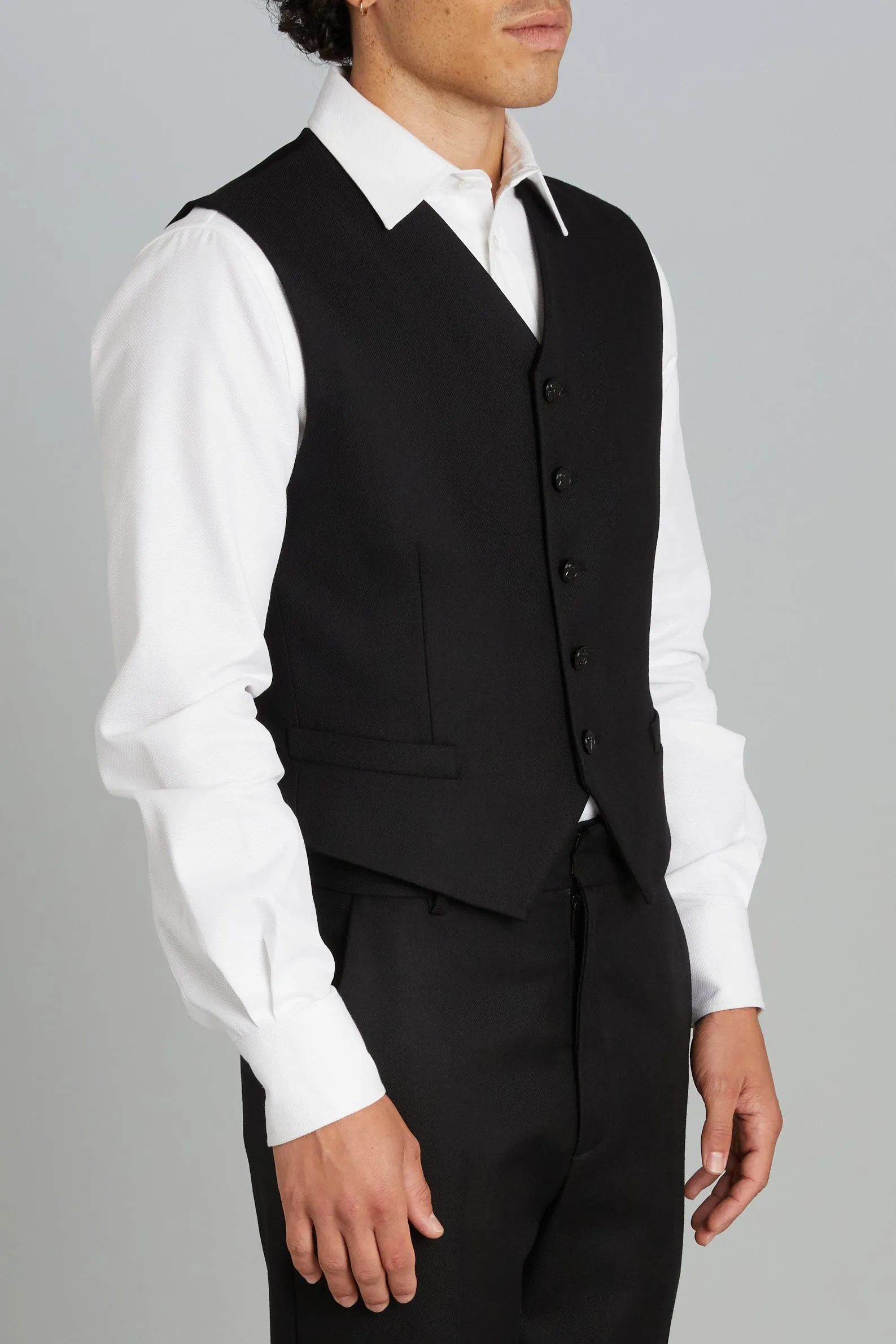 Vest in Black Wool Twill sold by Wiederhoeft product image thumbnail 2
