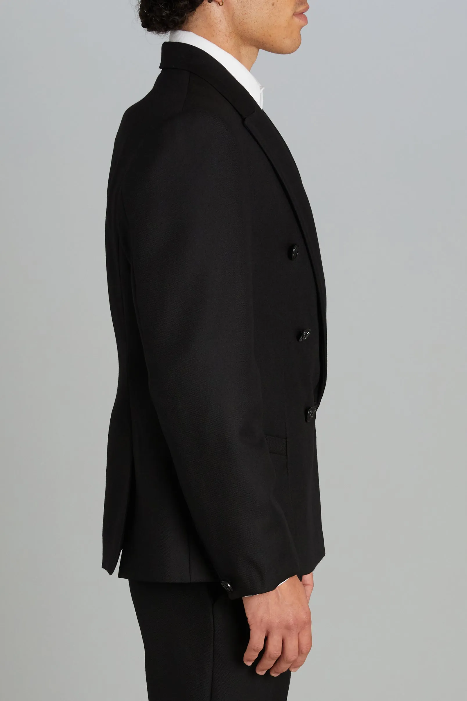 Double-Breasted Jacket in Black Wool Twill sold by Wiederhoeft product image thumbnail 3