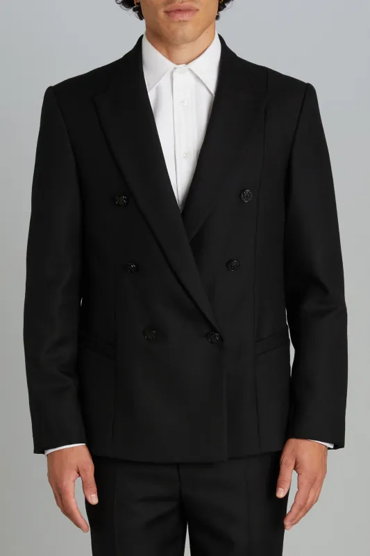 Double-Breasted Jacket in Black Wool Twill sold by Wiederhoeft