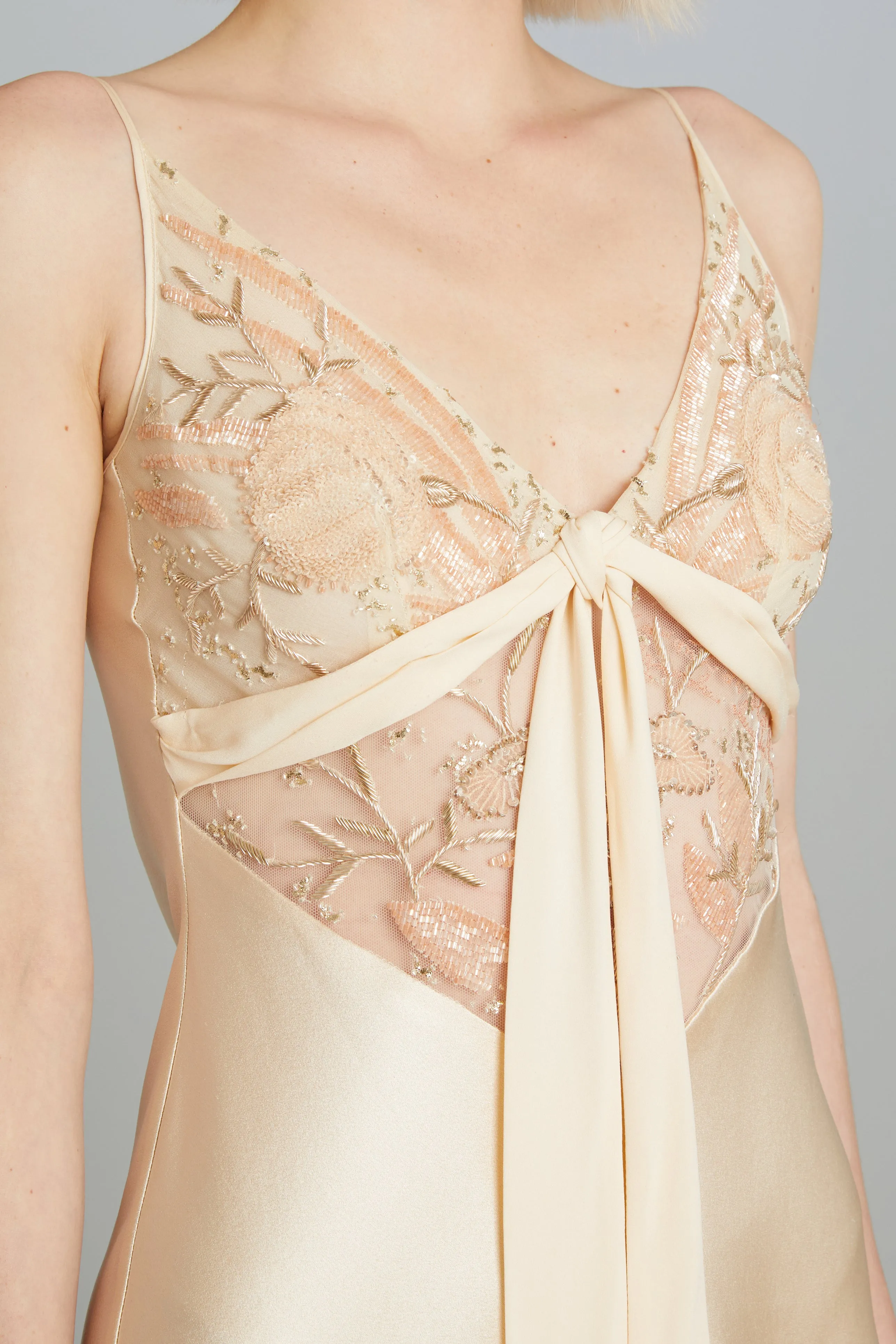 Blumen Mini Dress in Champagne Satin sold by Wiederhoeft product image thumbnail 5