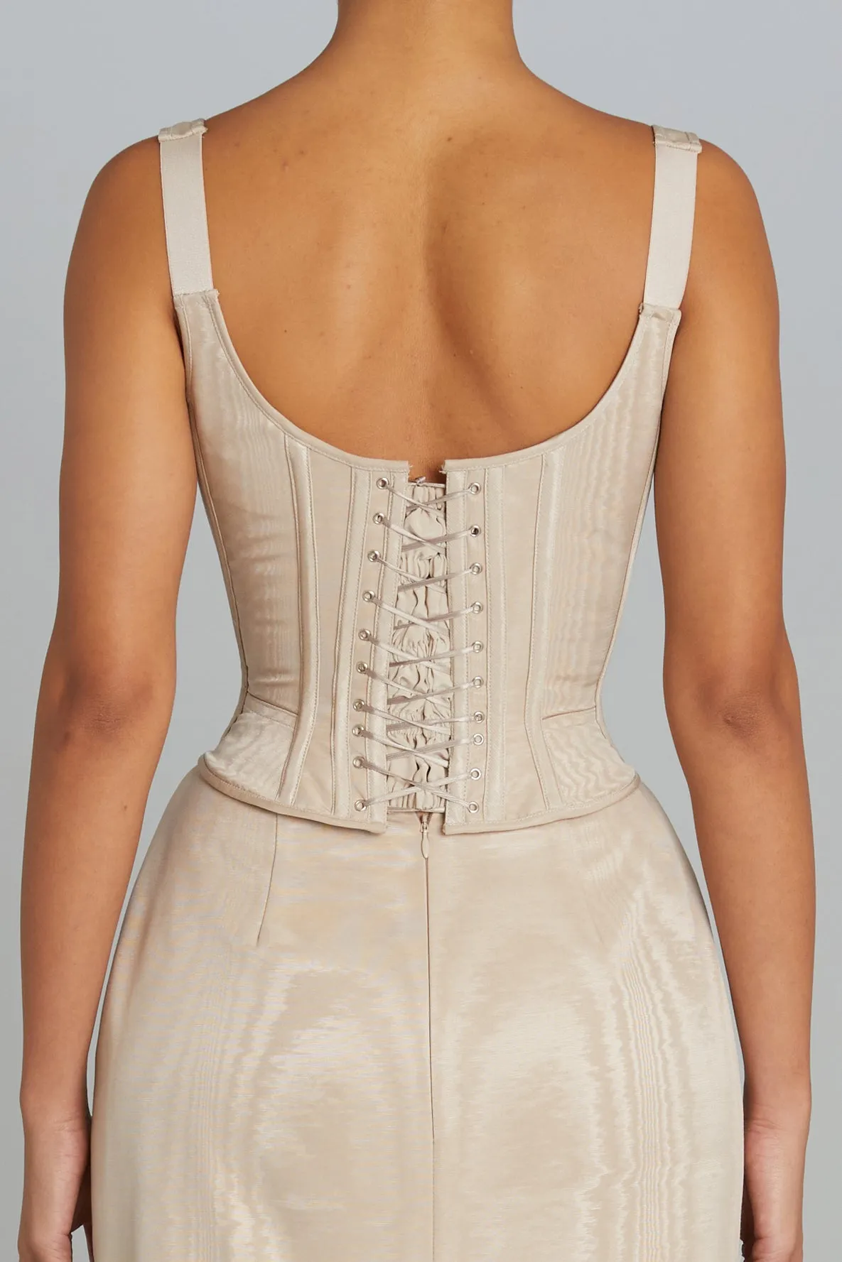 Venus Corset in Limestone Moire sold by Wiederhoeft product image thumbnail 4