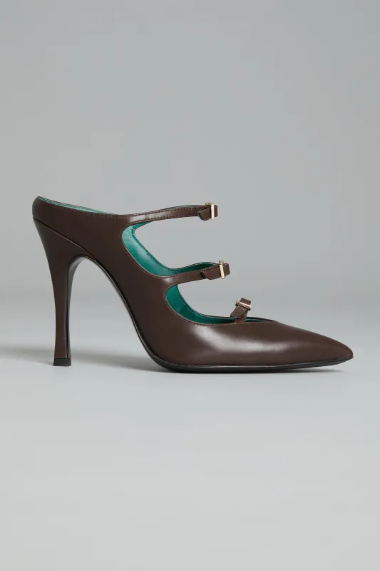 Vienna Mule in Brown Leather made by Wiederhoeft