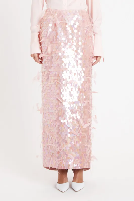 Paillette & Feather Pencil Skirt sold by Wiederhoeft