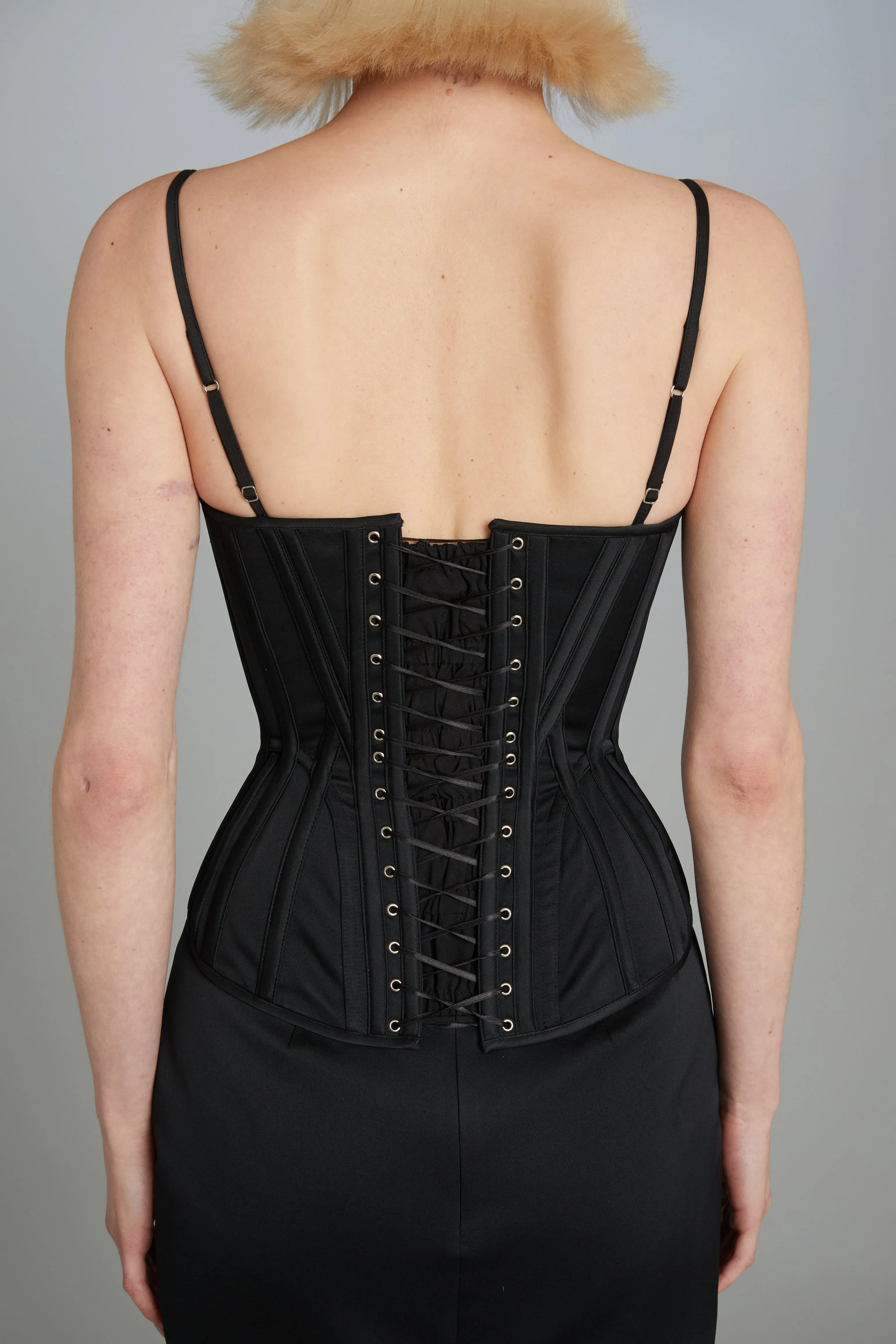 Salon Corset in Black Matte Satin sold by Wiederhoeft product image thumbnail 4