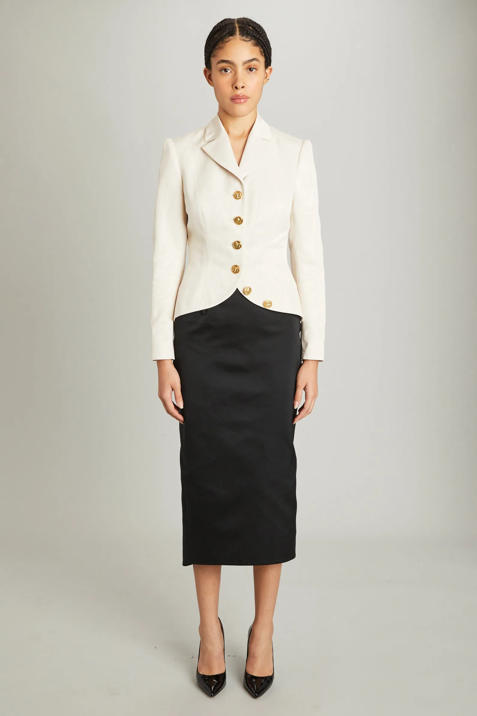 Salon Jacket in Ivory Moire sold by Wiederhoeft