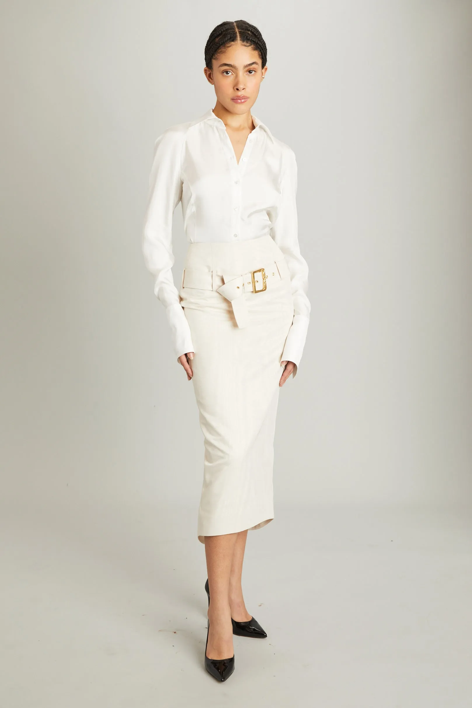 Salon Skirt in Ivory Moire sold by Wiederhoeft product image thumbnail 2