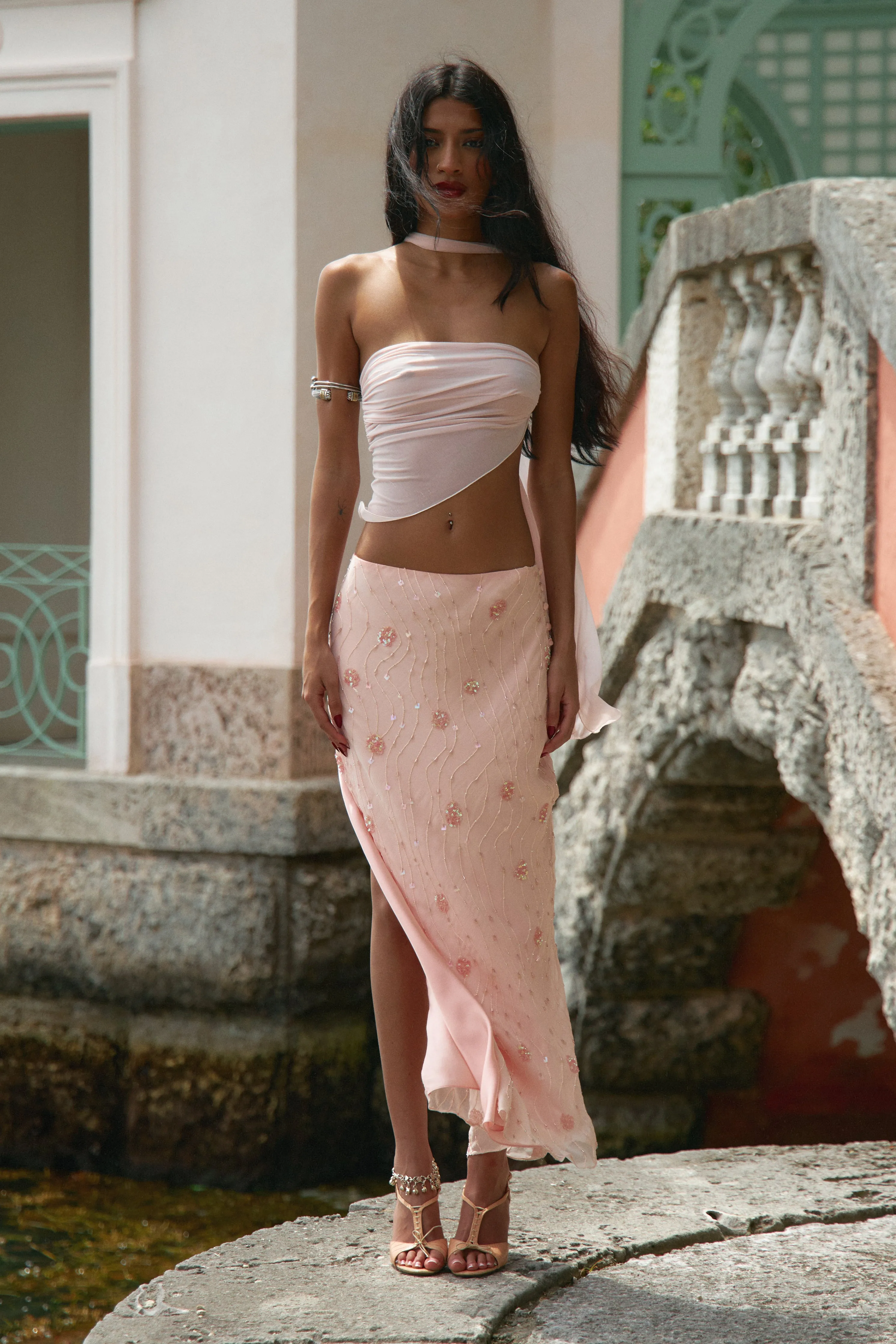 Beaded Skirt in Pink sold by Mirror Palais