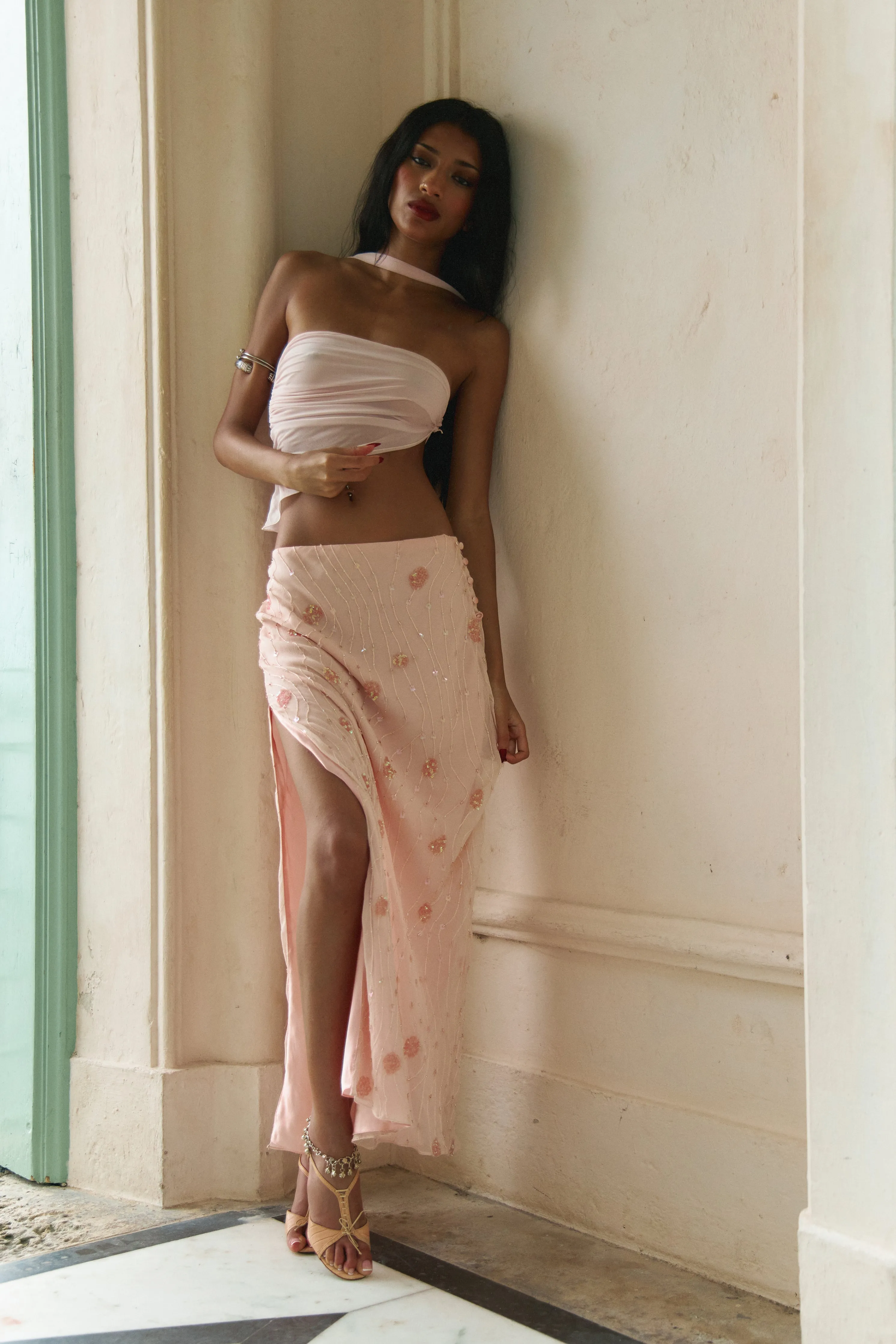 Beaded Skirt in Pink sold by Mirror Palais product image thumbnail 2