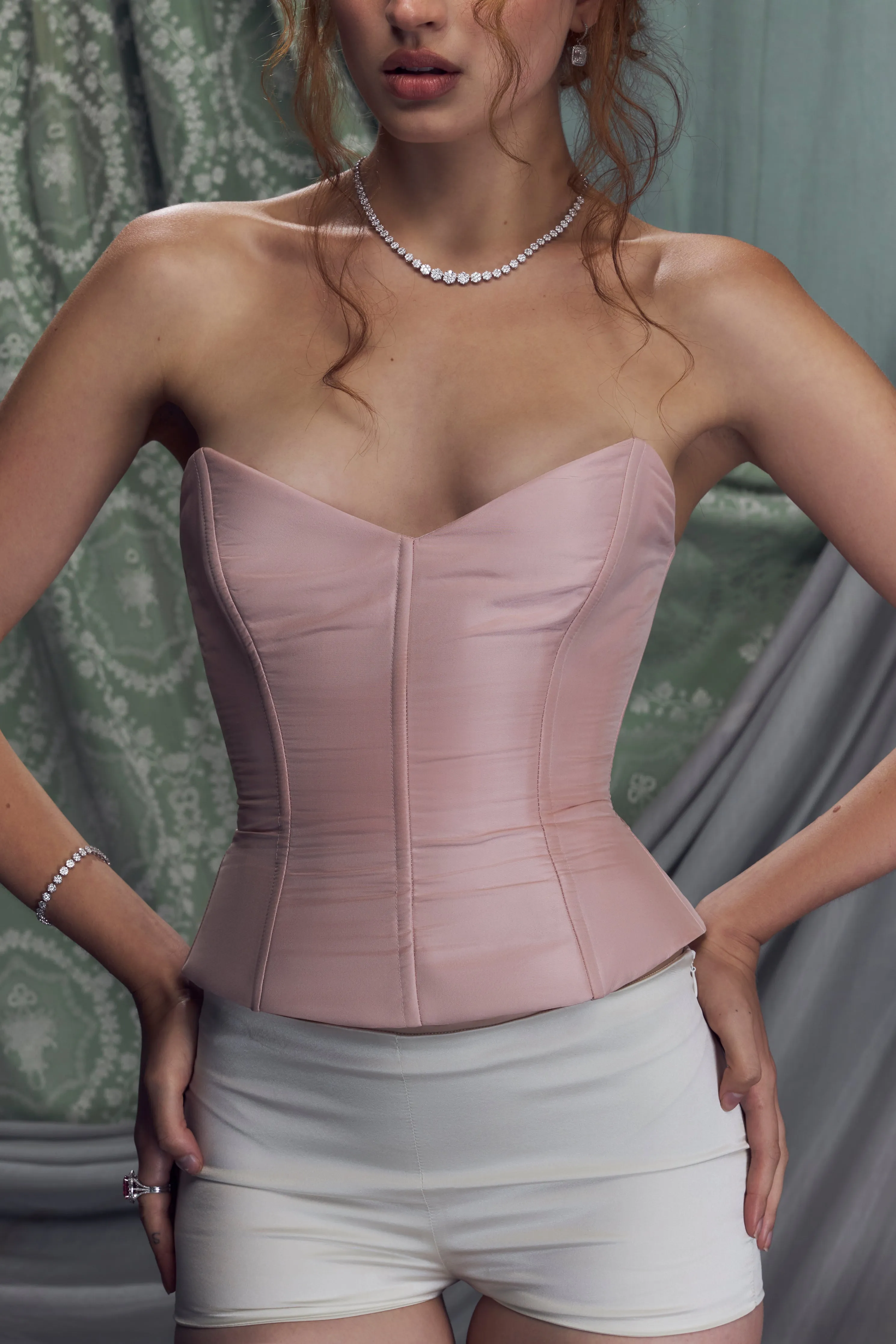 Taffeta Corset Pink Champagne sold by Mirror Palais product image thumbnail 2