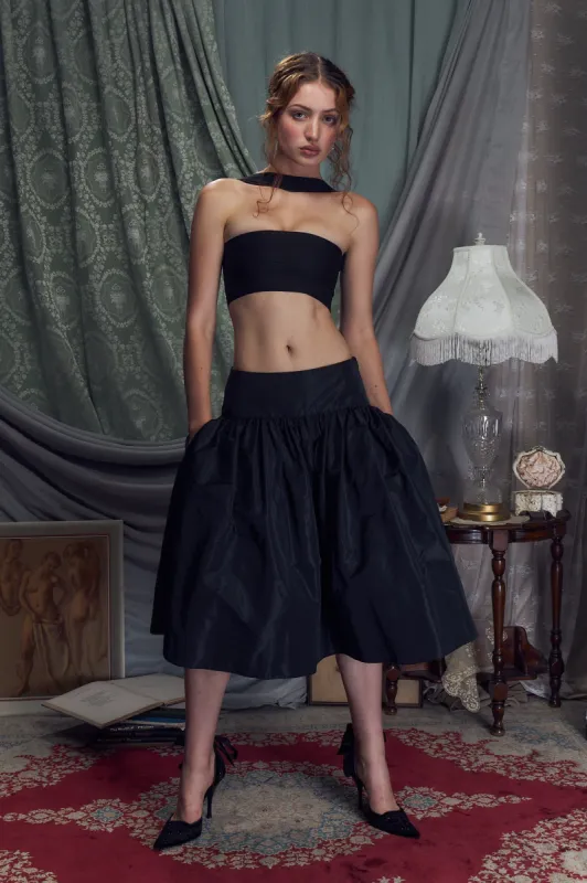 Taffeta Skirt Noir Lady Length sold by Mirror Palais
