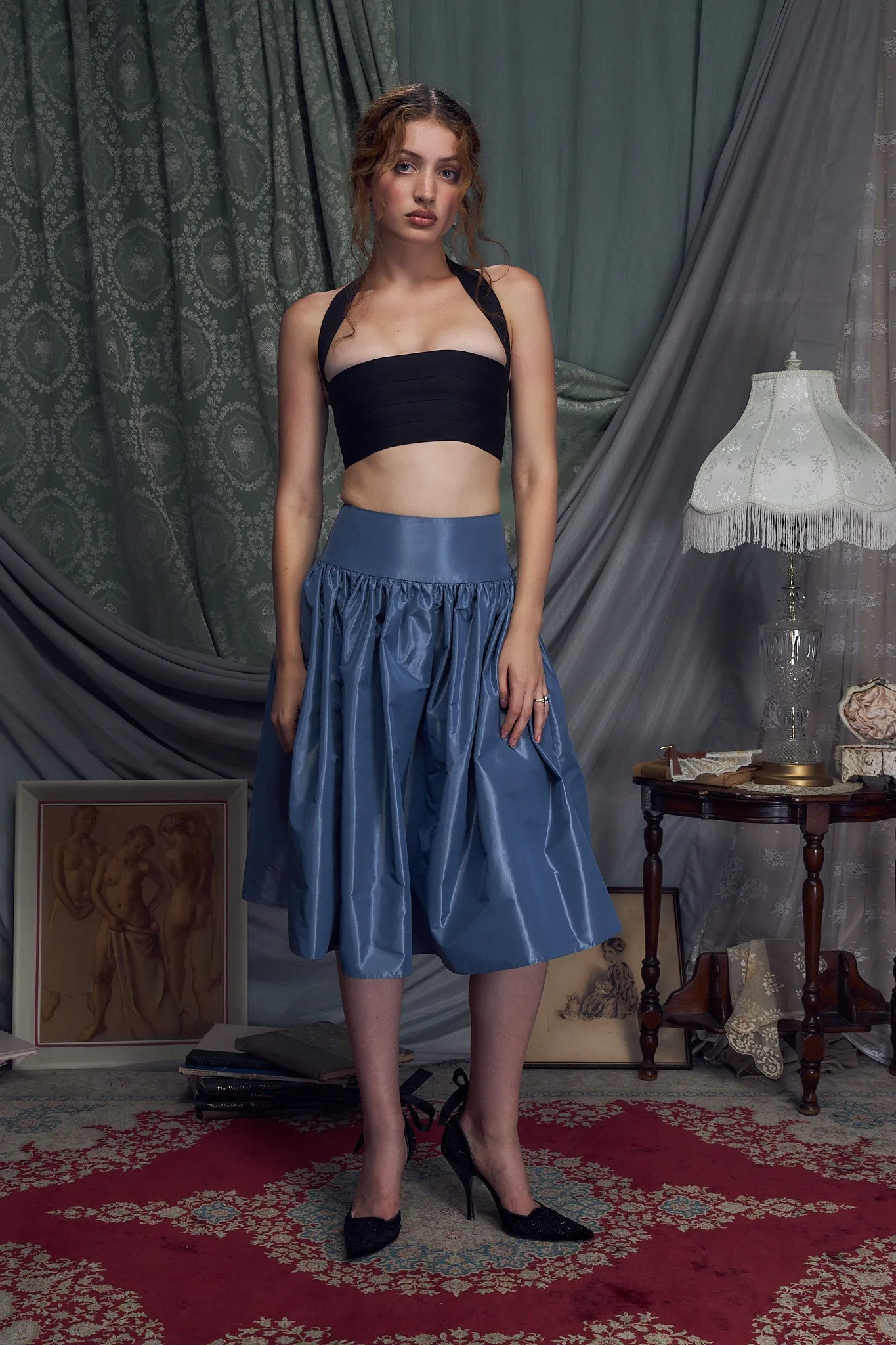 Taffeta Skirt Duchess Blue Lady Length sold by Mirror Palais product image thumbnail 4