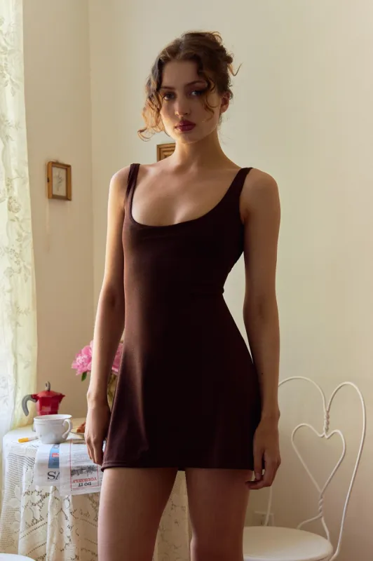 Lady Di A Line Mini Dress Espresso sold by Mirror Palais