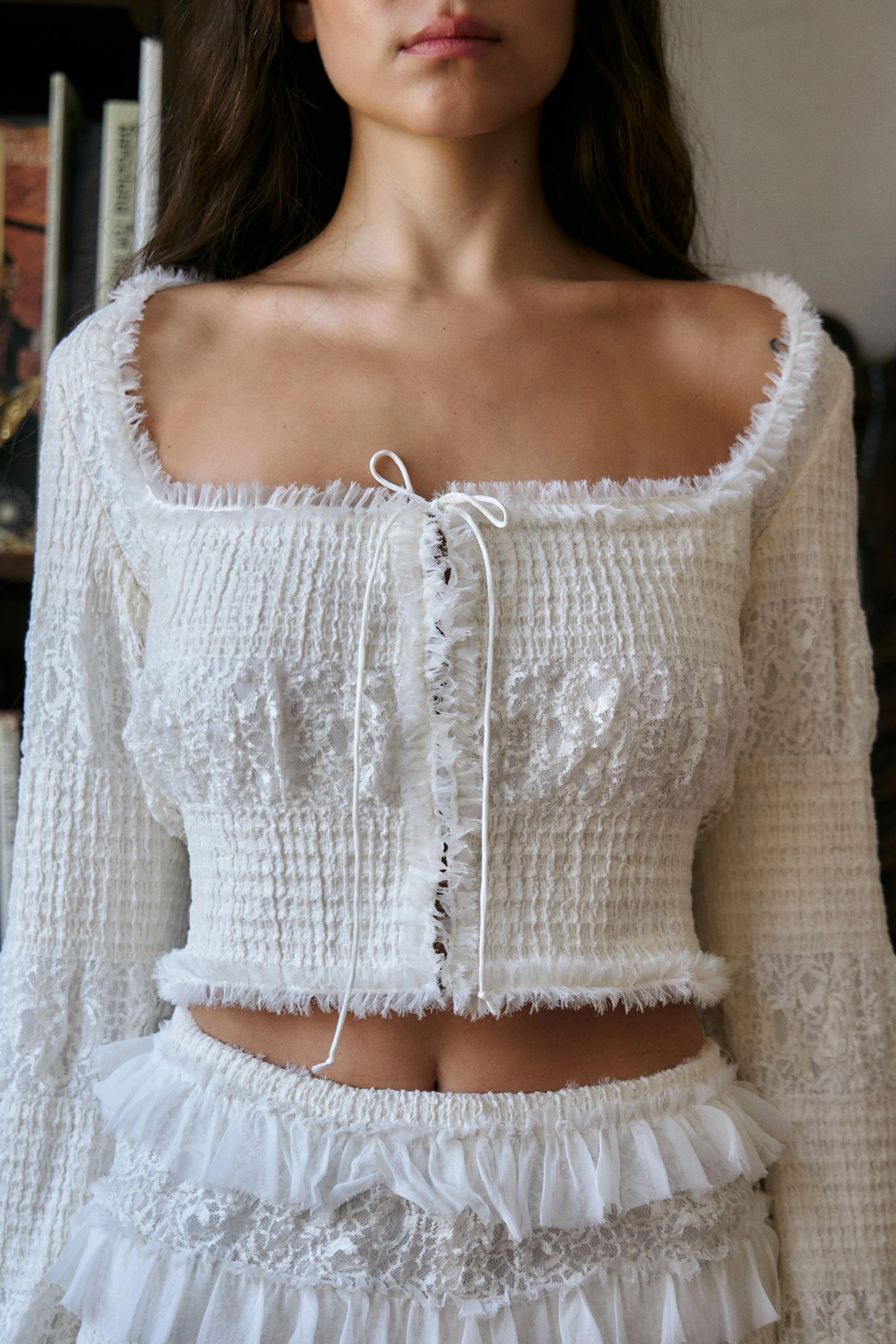 Ruffle Corset Cover Shell sold by Mirror Palais product image thumbnail 2