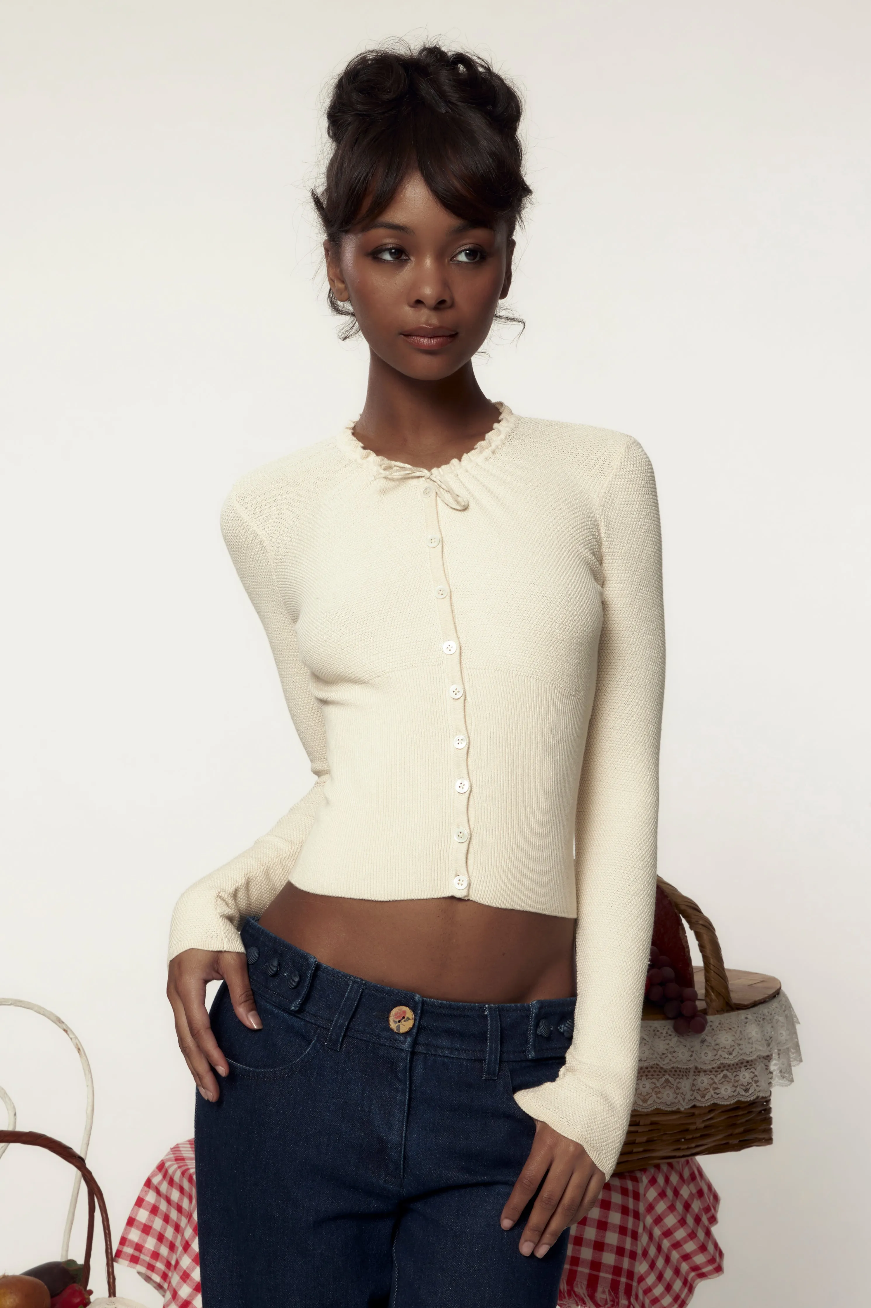 Drawstring Cardigan Leite sold by Mirror Palais product image thumbnail 2