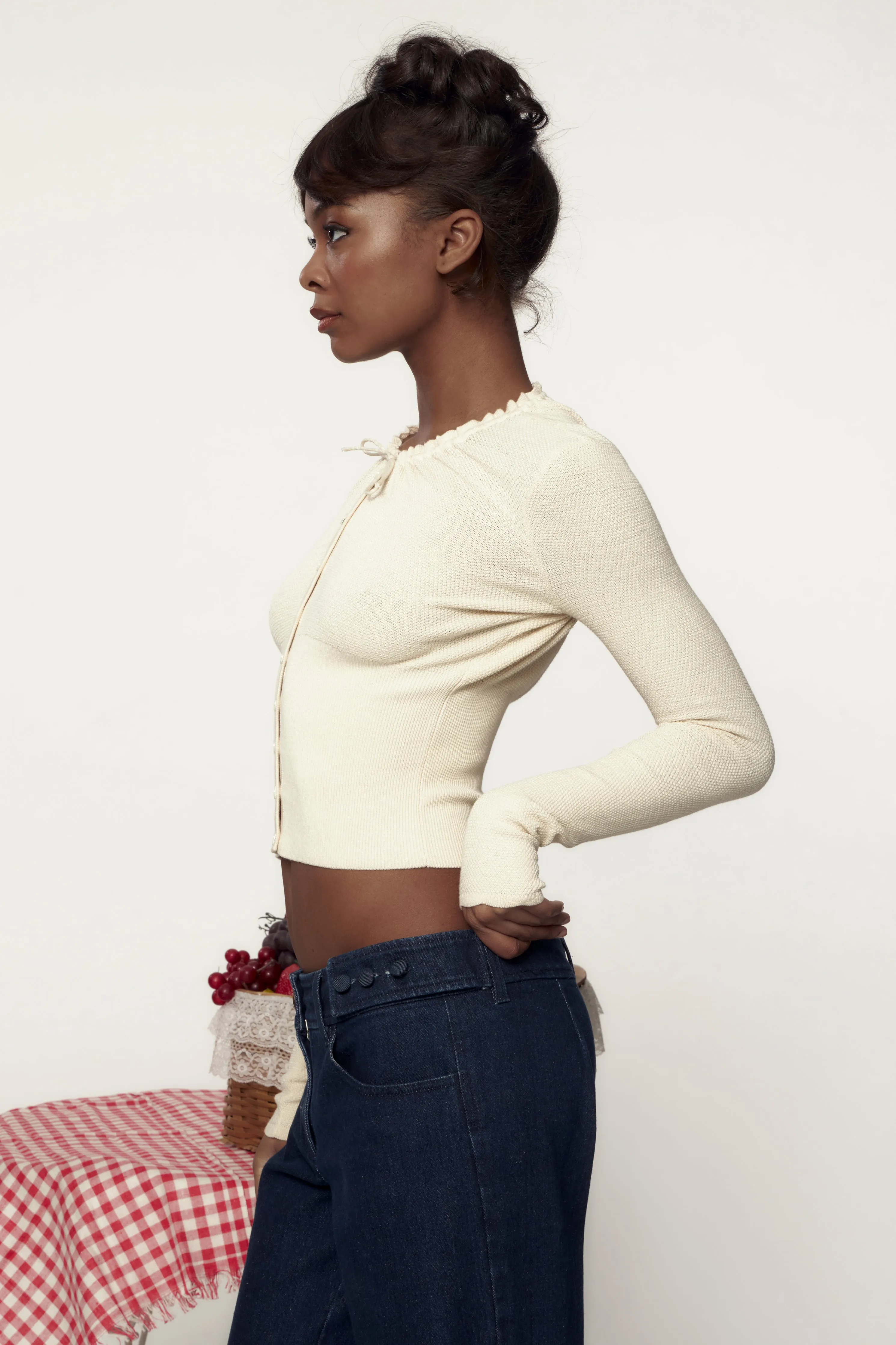 Drawstring Cardigan Leite sold by Mirror Palais product image thumbnail 4