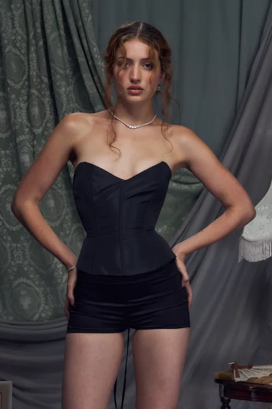 Taffeta Corset in Noir sold by Mirror Palais