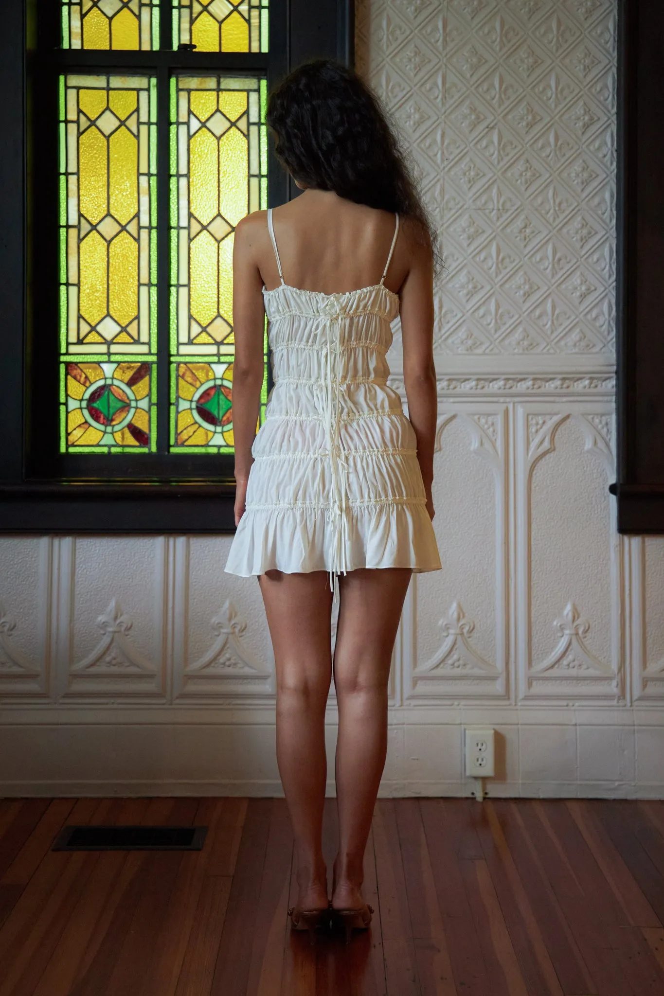 Ruffle Tunnel Mini Dress in Cloud sold by Mirror Palais product image thumbnail 4