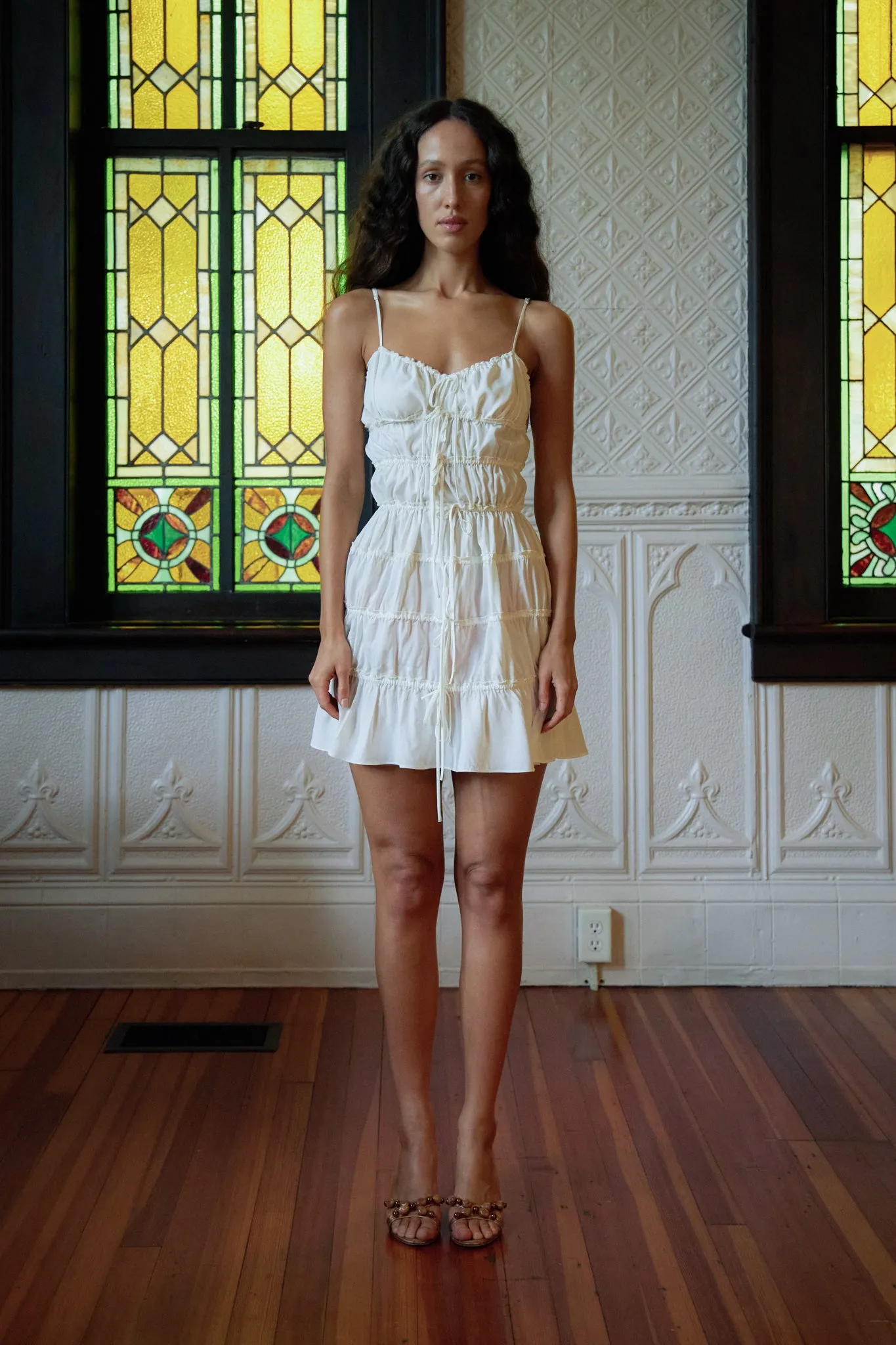 Ruffle Tunnel Mini Dress in Cloud sold by Mirror Palais