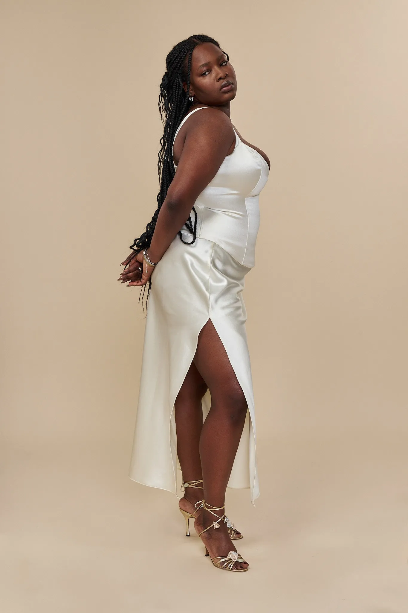 Low Rise Bias Skirt in Pearl sold by Mirror Palais product image thumbnail 2