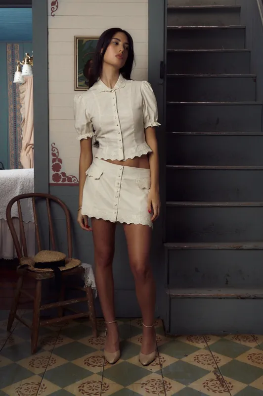 Dorothy Skirt in Leite sold by Mirror Palais