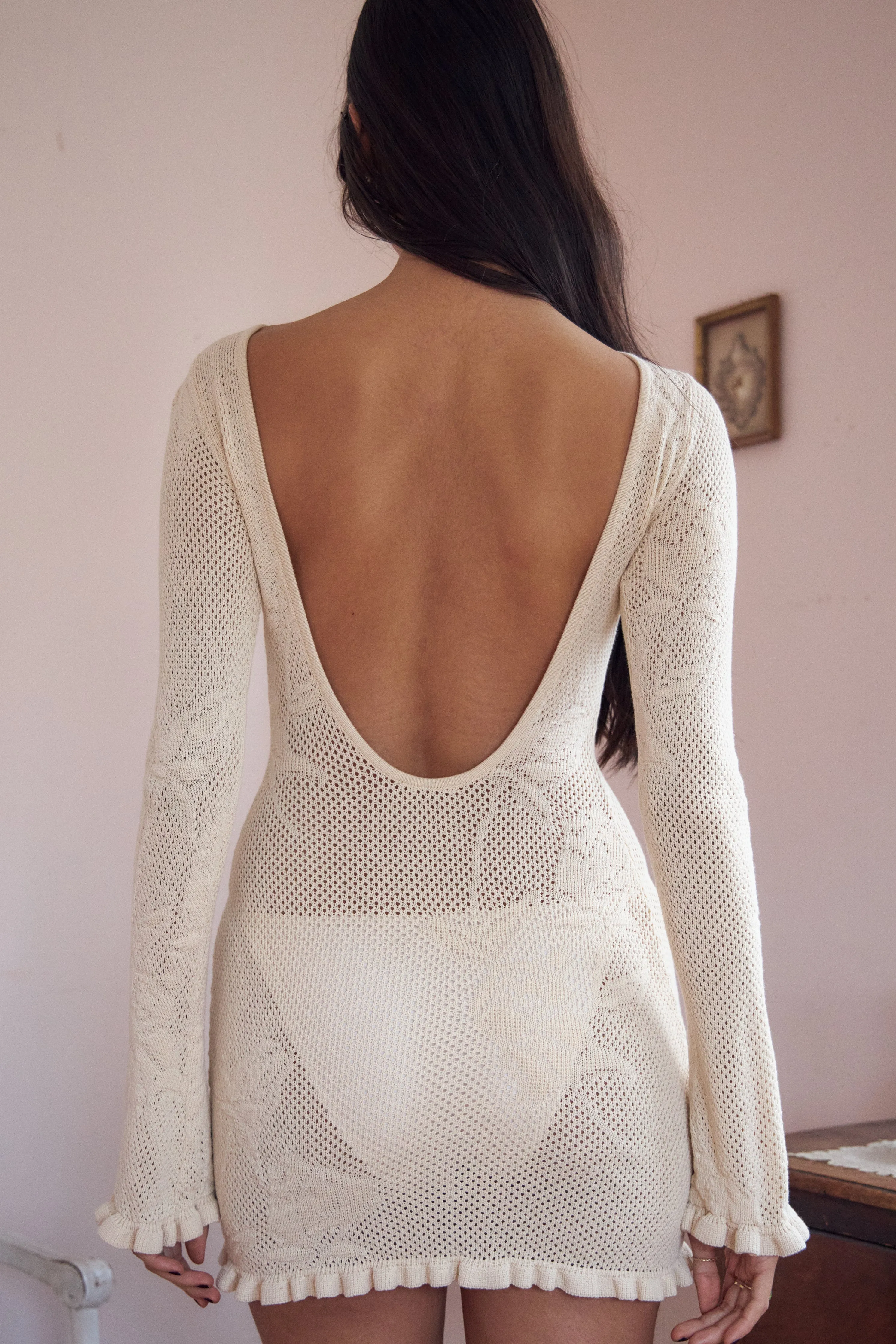 Rose Pointelle Knit Mini Leite sold by Mirror Palais product image thumbnail 4