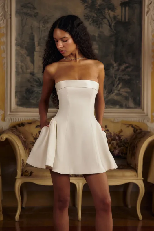 Strapless Opera Mini Dress in Pearl sold by Mirror Palais