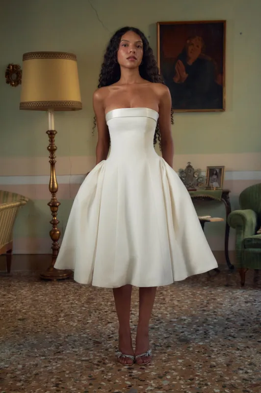 Strapless Opera Lady Length Dress in Pearl sold by Mirror Palais