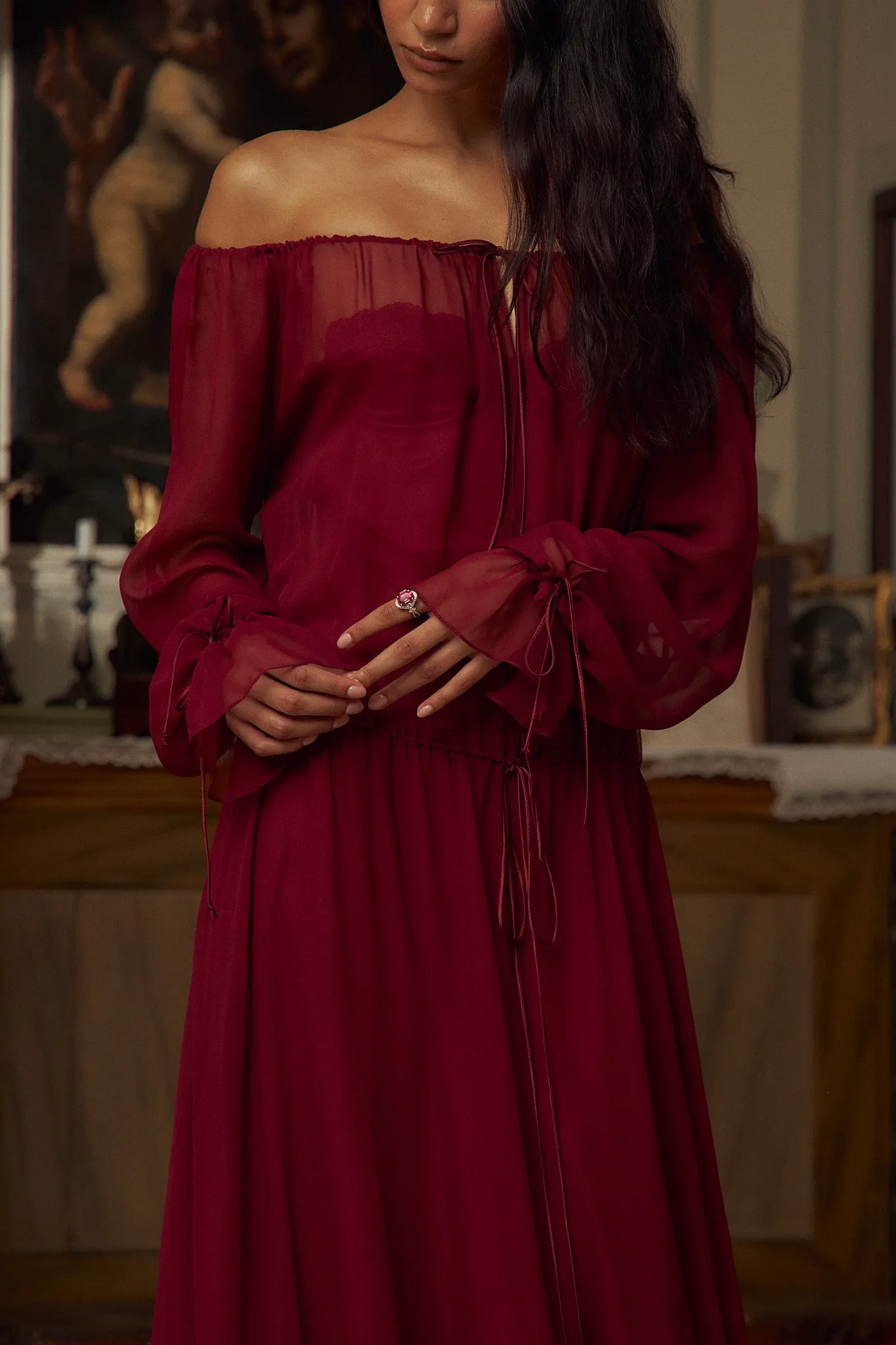 Curtain Lady Length Dress in Sangre sold by Mirror Palais product image thumbnail 5