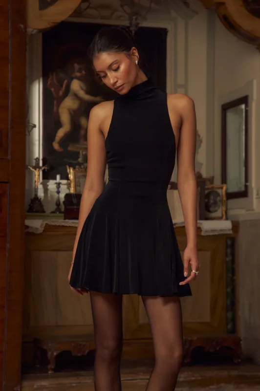 Christy Supermodel Mini Dress in Noir sold by Mirror Palais