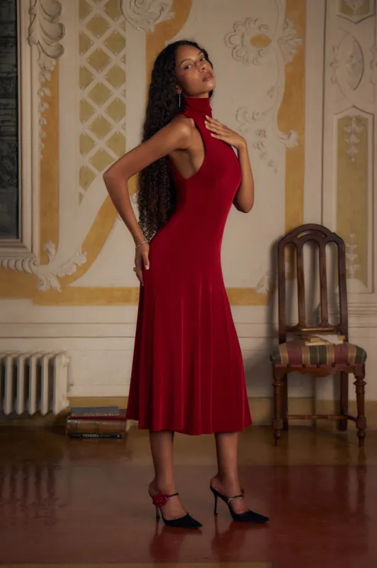 Christy Supermodel Dress in Scarlet sold by Mirror Palais