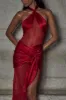 Bow Wrap Dress in Scarlet sold by Mirror Palais