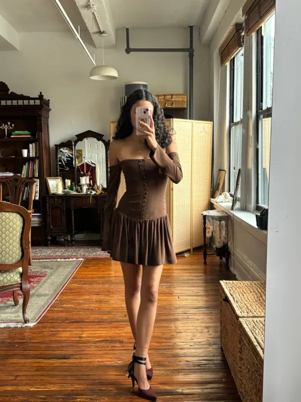 Sample Kissing Booth Long Sleeve Dress Chocolat sold by Mirror Palais